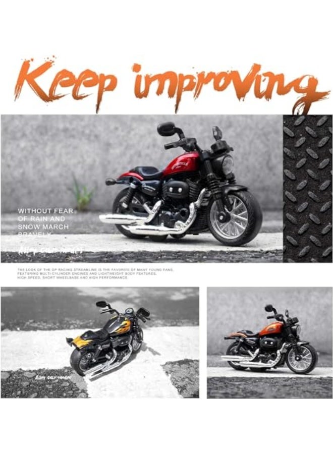 A highly realistic, decorative alloy motorcycle model toy; a pull-back toy car for children; a thoughtful gift set; red. - Image 4